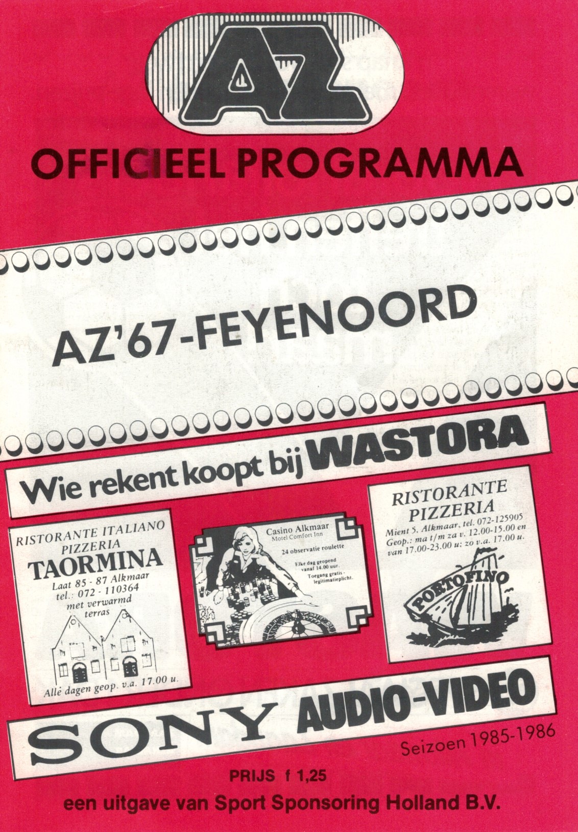 AZ Programma 11-mei-1986 Feyenoord thuis